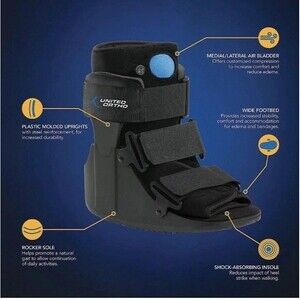 United Ortho Short Air Cam Walker Fracture Boot Size Large Black New